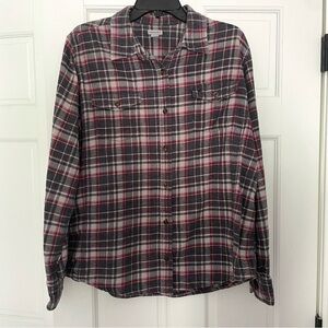 Carhartt Women’s Extra Large Plaid Button Down Flannel Shirt Gray Red Classic